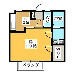 セントラル中央 1Kの間取図画像