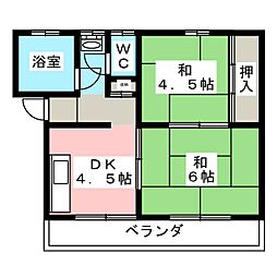コーポ日置 2DKの間取図画像