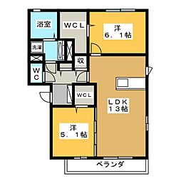 エスポワール 2LDKの間取図画像