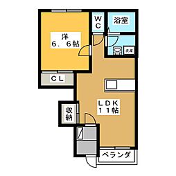 プレシャス 1LDKの間取図画像