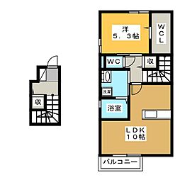 クレイドル那加B 1LDKの間取図画像