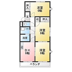 リバティーヒルズ 3DKの間取図画像
