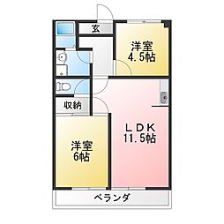 メゾンみついけ 2LDKの間取図画像