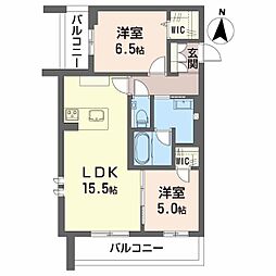 アヴェニール雄飛ヶ丘 2LDKの間取図画像