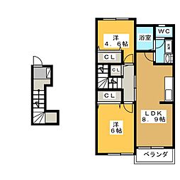エステート若宮 2LDKの間取図画像