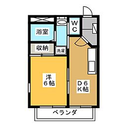 ハイム花手毬 1DKの間取図画像