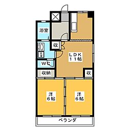 桜ビルディング 2LDKの間取図画像