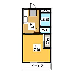 ル・ソレイユ2 1Kの間取図画像
