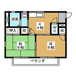 ハイツ晃武 2Kの間取図画像