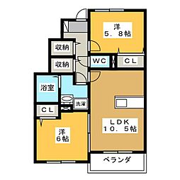 サンブリーズA 2LDKの間取図画像