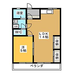 スカイハイツ 1LDKの間取図画像