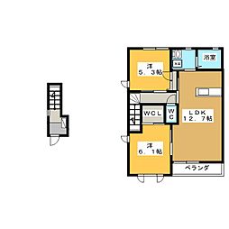 ヴィルブランシェA 2LDKの間取図画像