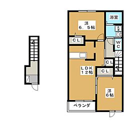 パウロニアフィールドB 2LDKの間取図画像