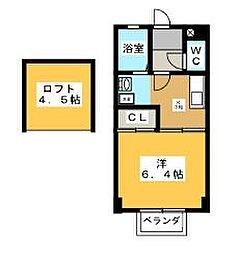 ホワイトテラス 1Kの間取図画像