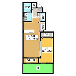グリーン川島 1LDKの間取図画像