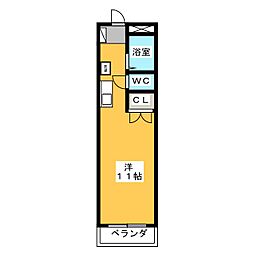 サンハイツ小林2 ワンルームの間取図画像