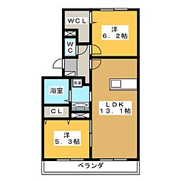 プルミエ3 2LDKの間取図画像
