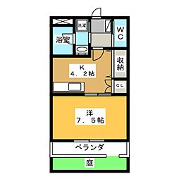 マロンヒルズ 1Kの間取図画像