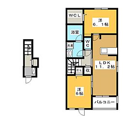 フランかかみ野3 2LDKの間取図画像