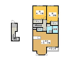 ピクシーラビットB 2LDKの間取図画像