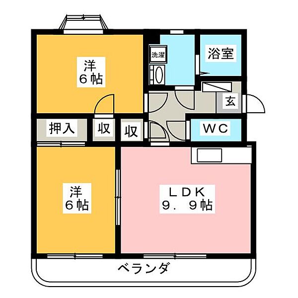 サクセス　II ｜岐阜県可児市今渡(賃貸マンション2LDK・3階・52.00㎡)の写真 その2