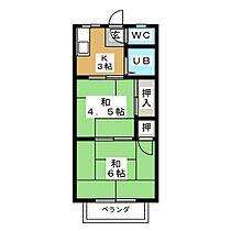 コーポ高見  ｜ 岐阜県可児市下恵土（賃貸アパート2K・2階・28.19㎡） その2