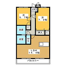 レジデンス柿下 2LDKの間取図画像