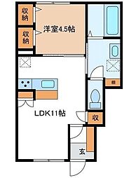 風とみどりのカシェット 北棟 1LDKの間取図画像