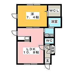 ハッピーエイトB 1LDKの間取図画像