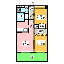 レヴィインリバー 2LDKの間取図画像