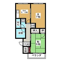 TDマンションポウロウニア 2DKの間取図画像
