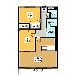 フォレストパーク2 2LDKの間取図画像
