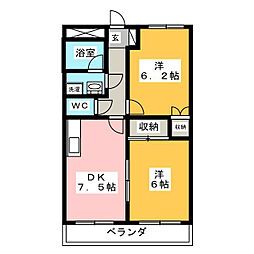 インペリアル伏見 2DKの間取図画像