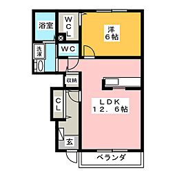 エスポワール2 1LDKの間取図画像