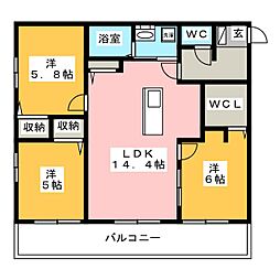 BrillanteGishou 3LDKの間取図画像