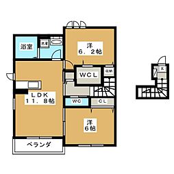 ラインアパート2 2LDKの間取図画像