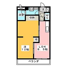 レコス東山 1LDKの間取図画像
