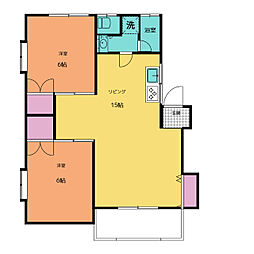 蛍橋コーポ 2LDKの間取図画像