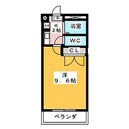 グリーンA 1Kの間取図画像