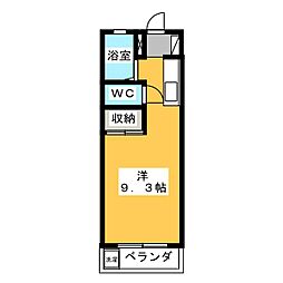 コーポサカエ 4階ワンルームの間取り