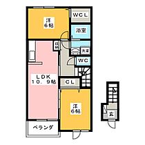 ヴィラパーチェI  ｜ 岐阜県瑞穂市呂久（賃貸アパート2LDK・2階・57.21㎡） その2