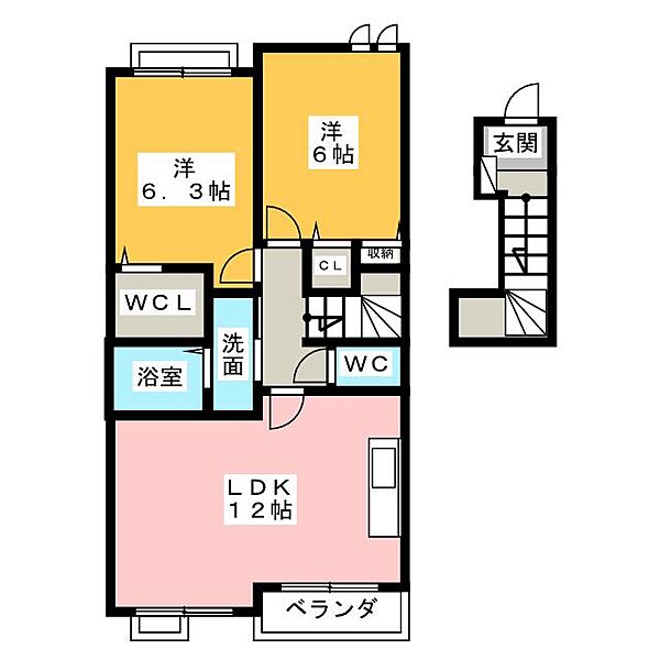 アムールＡ ｜岐阜県本巣郡北方町平成５丁目(賃貸アパート2LDK・2階・57.76㎡)の写真 その2