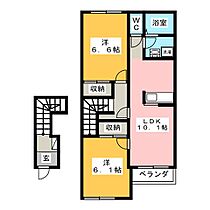 シャングリラ  ｜ 岐阜県揖斐郡大野町大字西方（賃貸アパート2LDK・2階・56.19㎡） その2