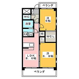 プレミアパーク穂積 2階2DKの間取り