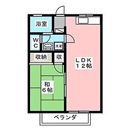 ＭＵヒルズ　Ａ 1階1LDKの間取り