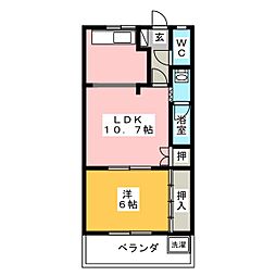 エポックハイムけんせい　Ｃ 2階1LDKの間取り