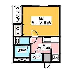 壹進荘 2階1Kの間取り