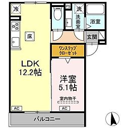 HILLS Kei 102 1階1LDKの間取り