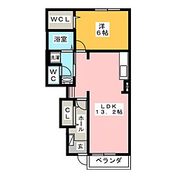 irideI 1階1LDKの間取り