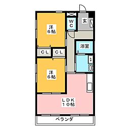 シャトーみずほ 2LDKの間取図画像